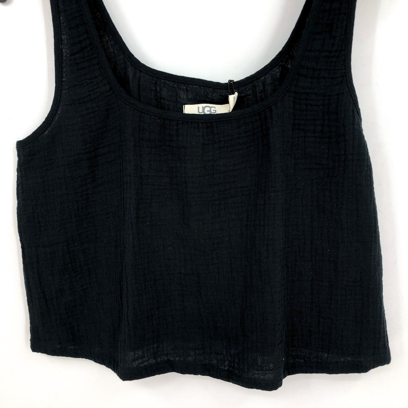 UGG Women's Cinthia Tank Cami XS Tarr Black Cropped Cotton Gauze NWT