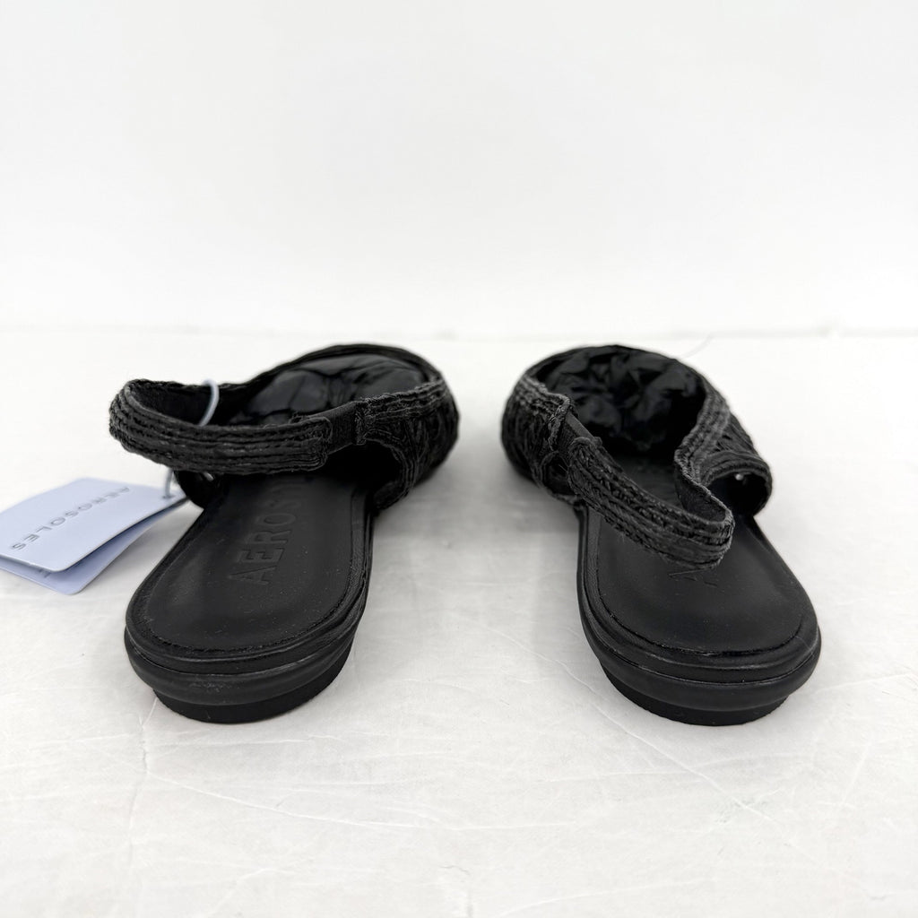 Aerosoles Womens Diego Flats Size 5.5 M EU 36 Black Raffia NIB