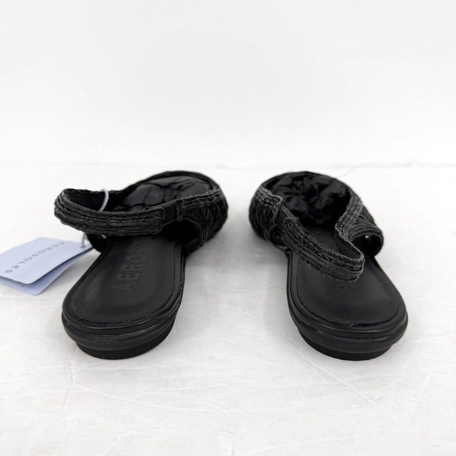 Aerosoles Womens Diego Flats Size 5.5 M EU 36 Black Raffia NIB