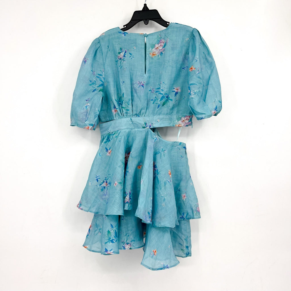 BARDOT Girl's Cindy Floral Cutout Dress Size 8 SMALL Blue Flora Puff Sleeve NWT