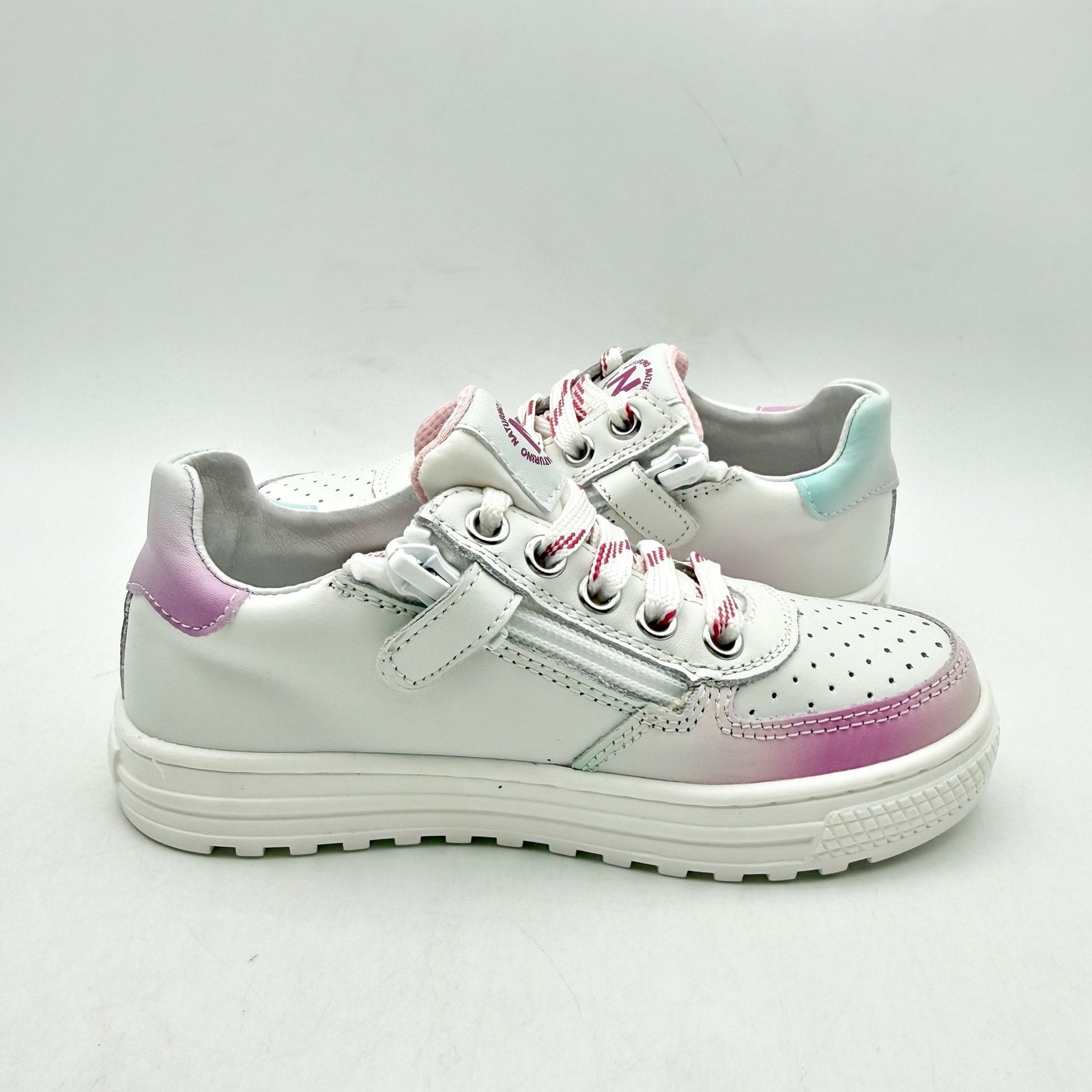 Naturino Girls Hess 2 Vl Sneakers EU 28 US 11 White Pink Blue Leather NWOB