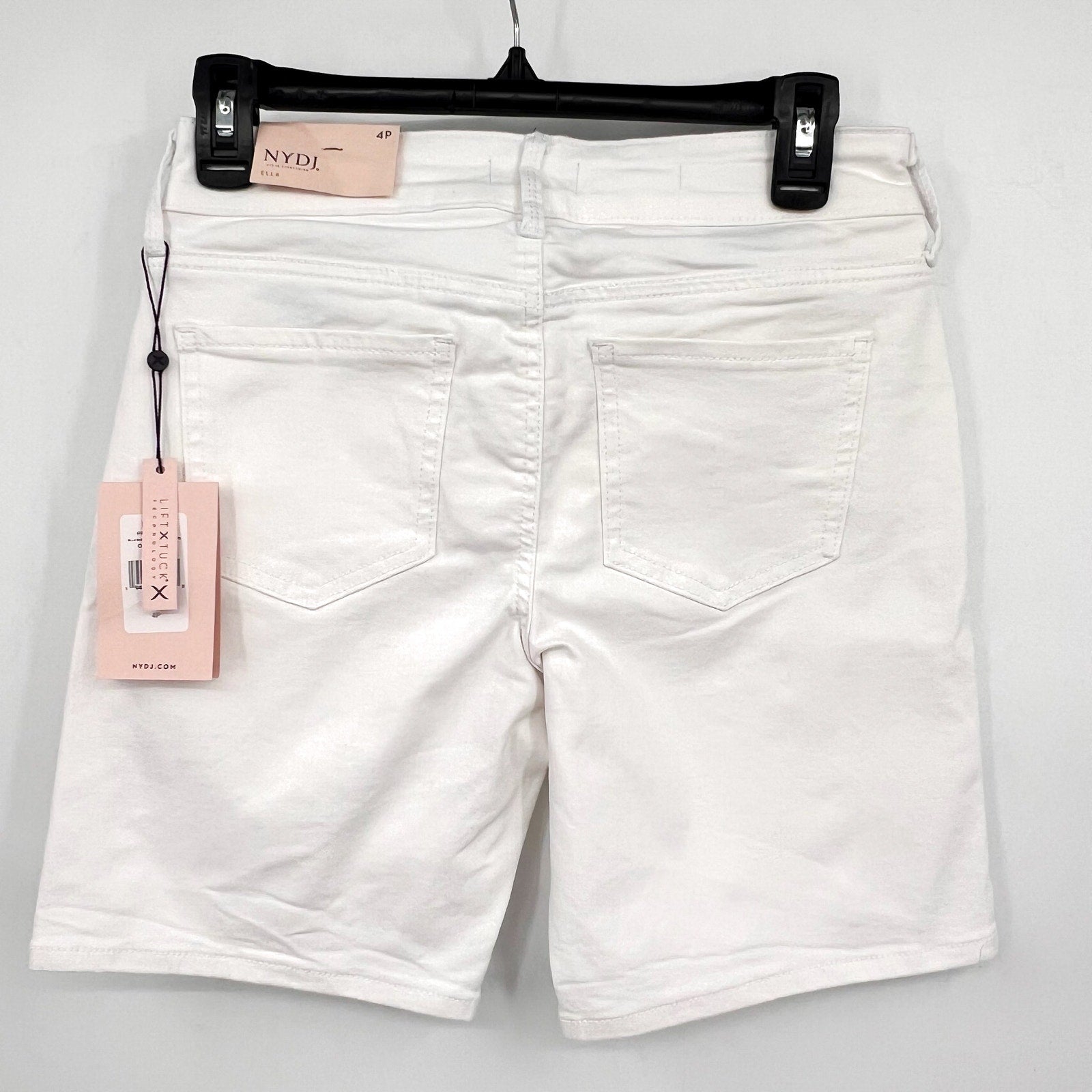 NYDJ Womens Ella Denim Shorts Size 4 PETITE Optic White 8" Inseam NWT