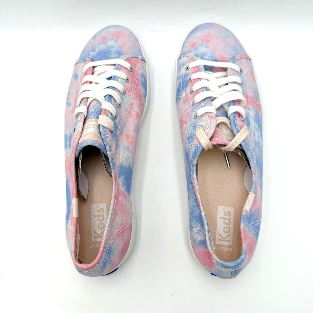 Keds Womens Kickstart Low Sneakers Size 8.5 Tie Dye Pink Blue Canvas NWOB