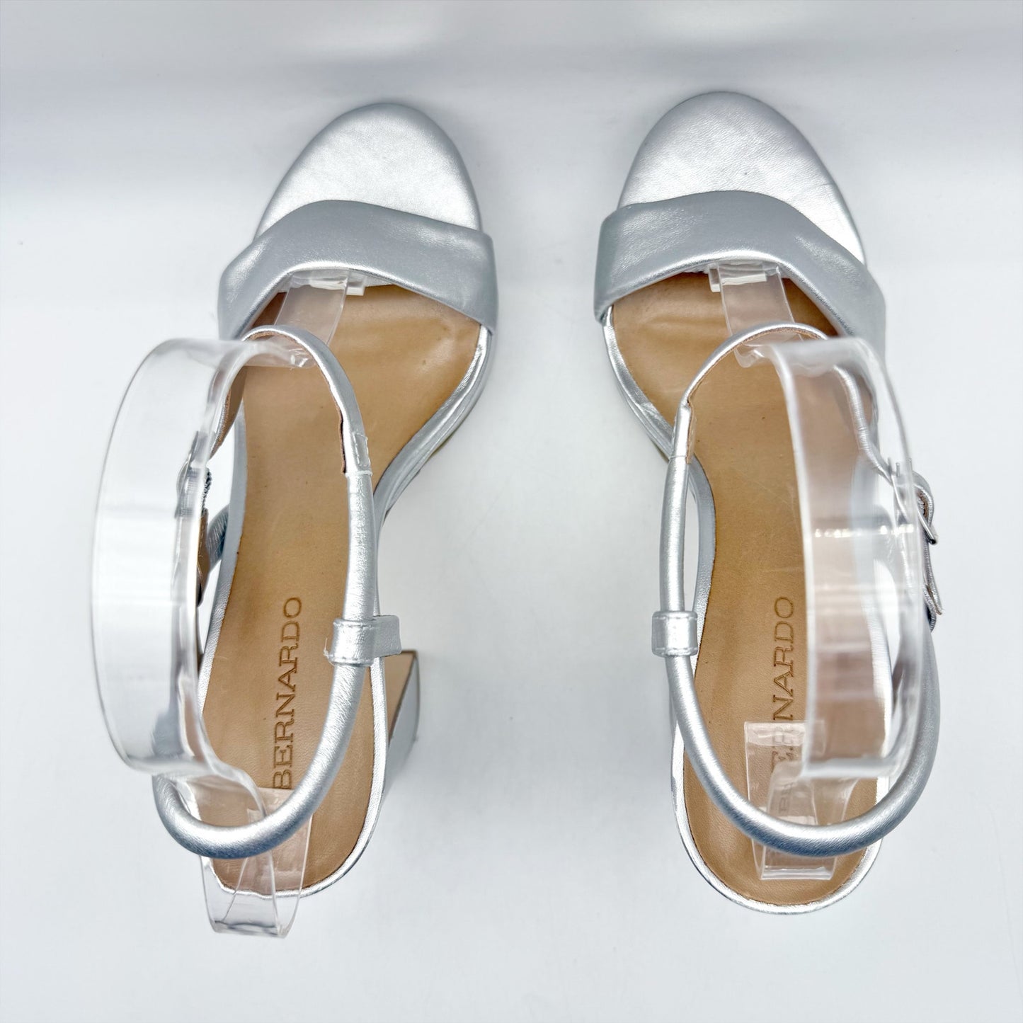 Bernardo Womens Ventura Platform Sandals US 8 M Silver Metallic Leather NWOB