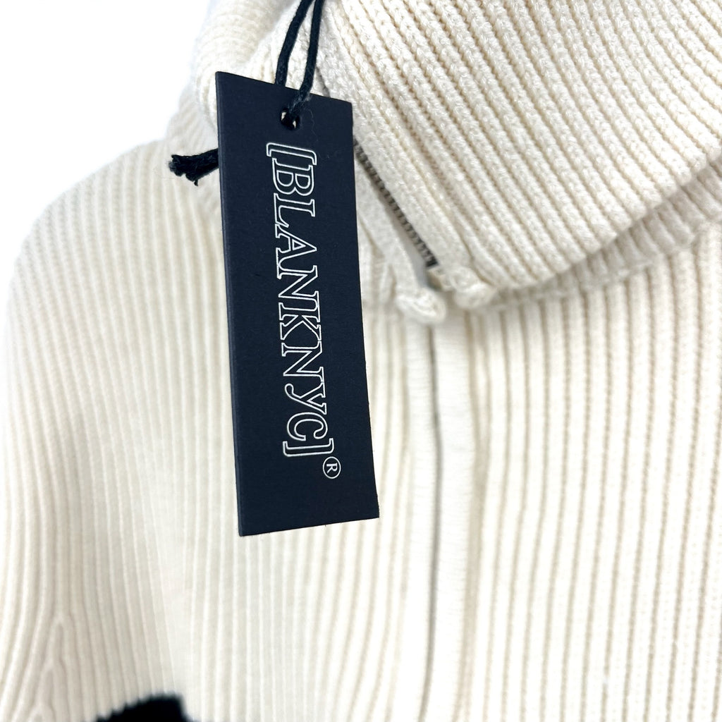 BLANKNYC Womens Turtleneck Striped Sweater XS Cream Black Peak Hour NWT