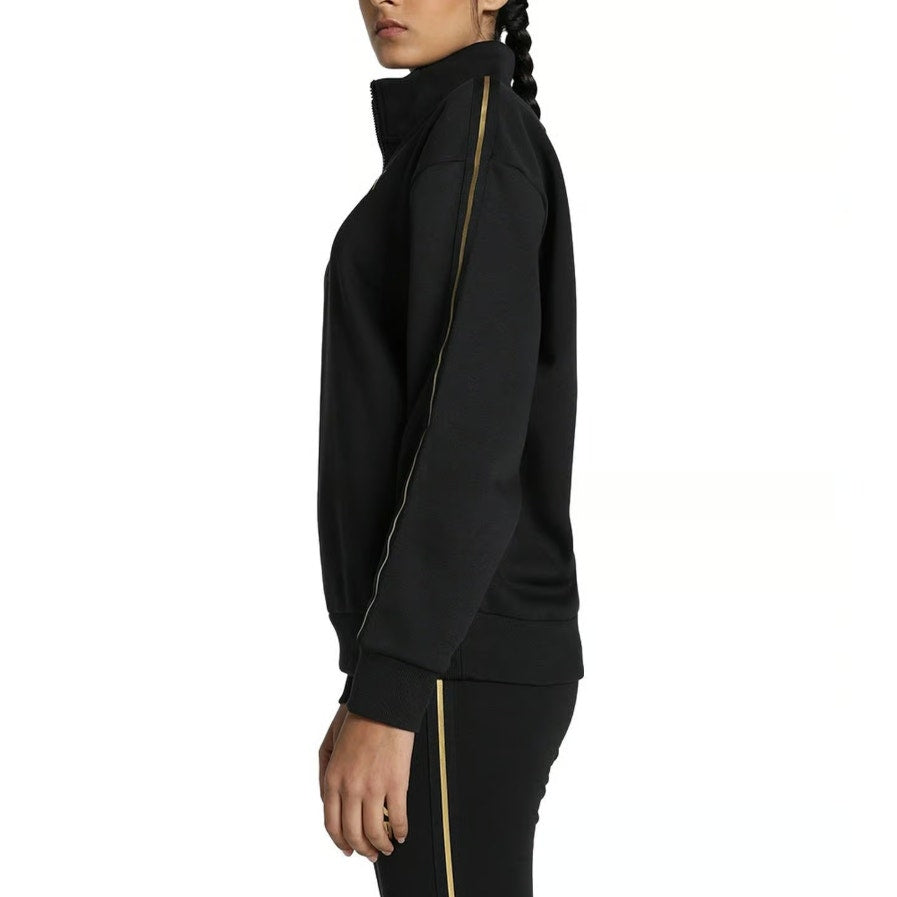PUMA Women's Half-Zip Sweatshirt Large Black Minimal Gold Pullover NWT