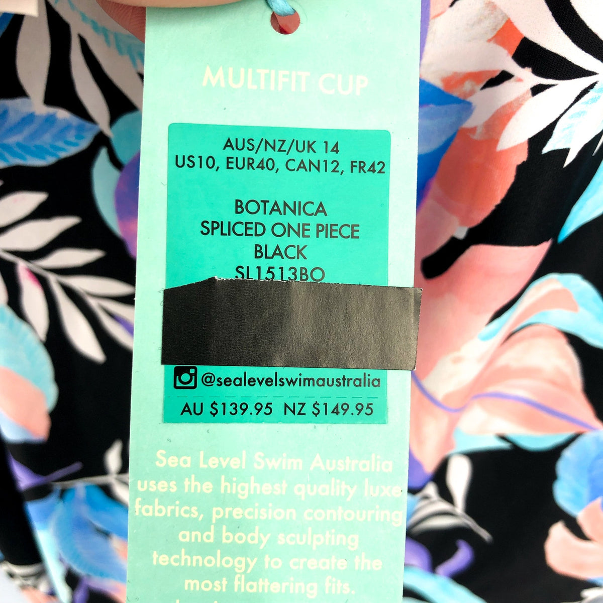 SEA LEVEL SWIM Botanica Spliced One Piece Swimsuit Size 10 Black Floral NWT