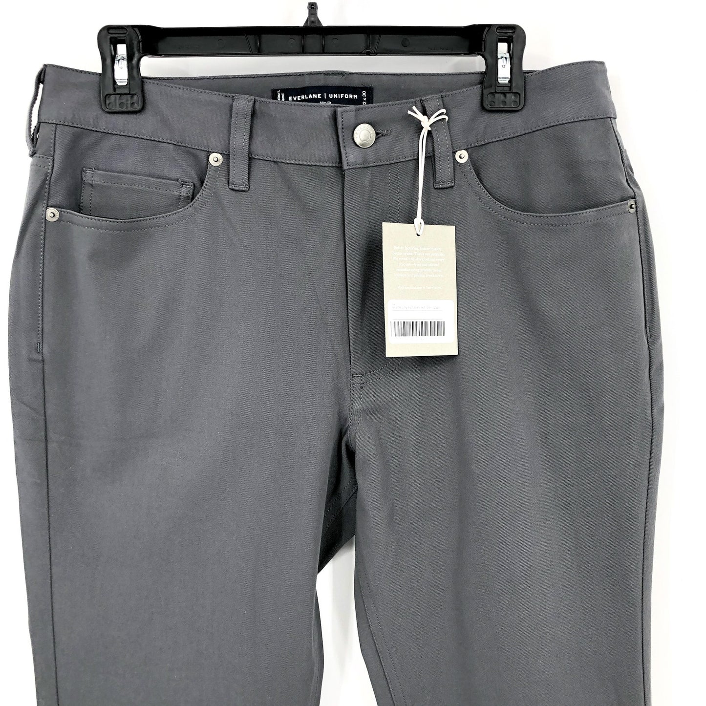 EVERLANE Mens Performance Slim Chino Pants 32x30 Slate Grey Uniform Stretch NWT