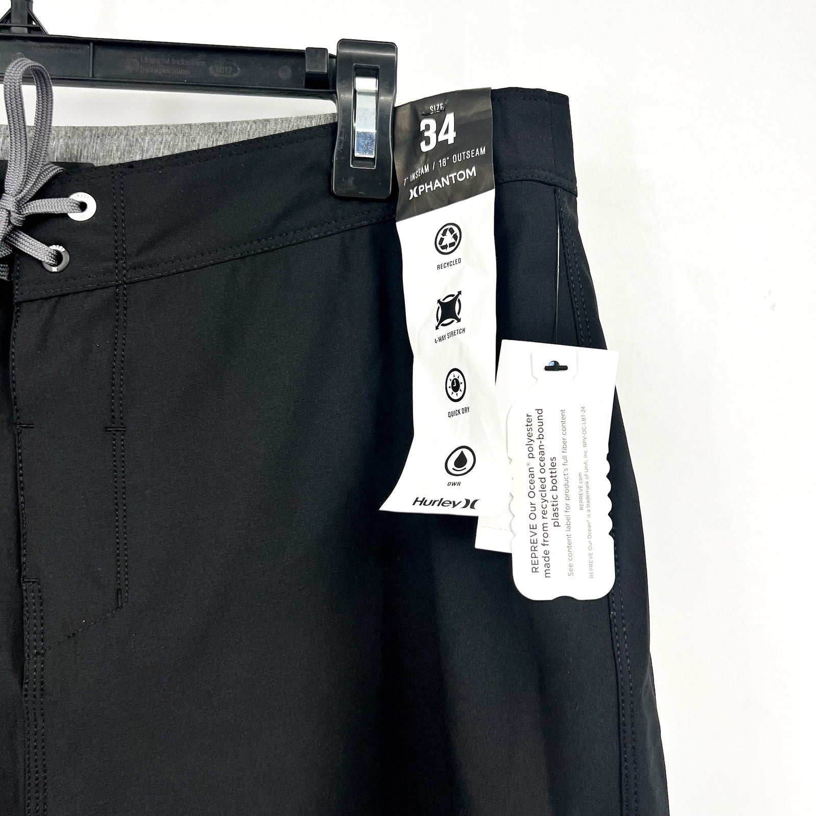 HURLEY Men's Phantom-Eco One & Only Boardshorts Size 34 LARGE Black 18" NWT
