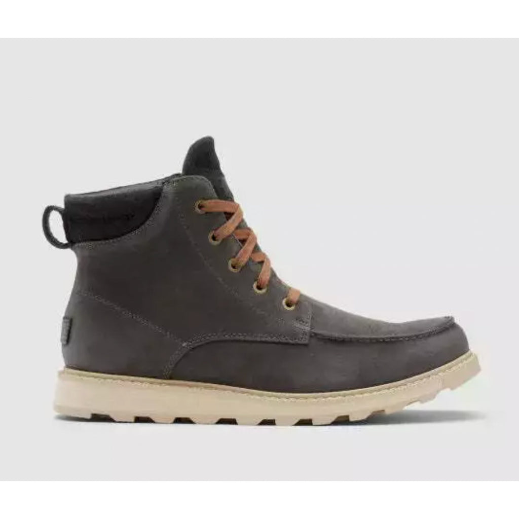 SOREL Mens Madson II Moc Toe Boots 12 Grey Coal Waterproof Leather Lace Up NIB