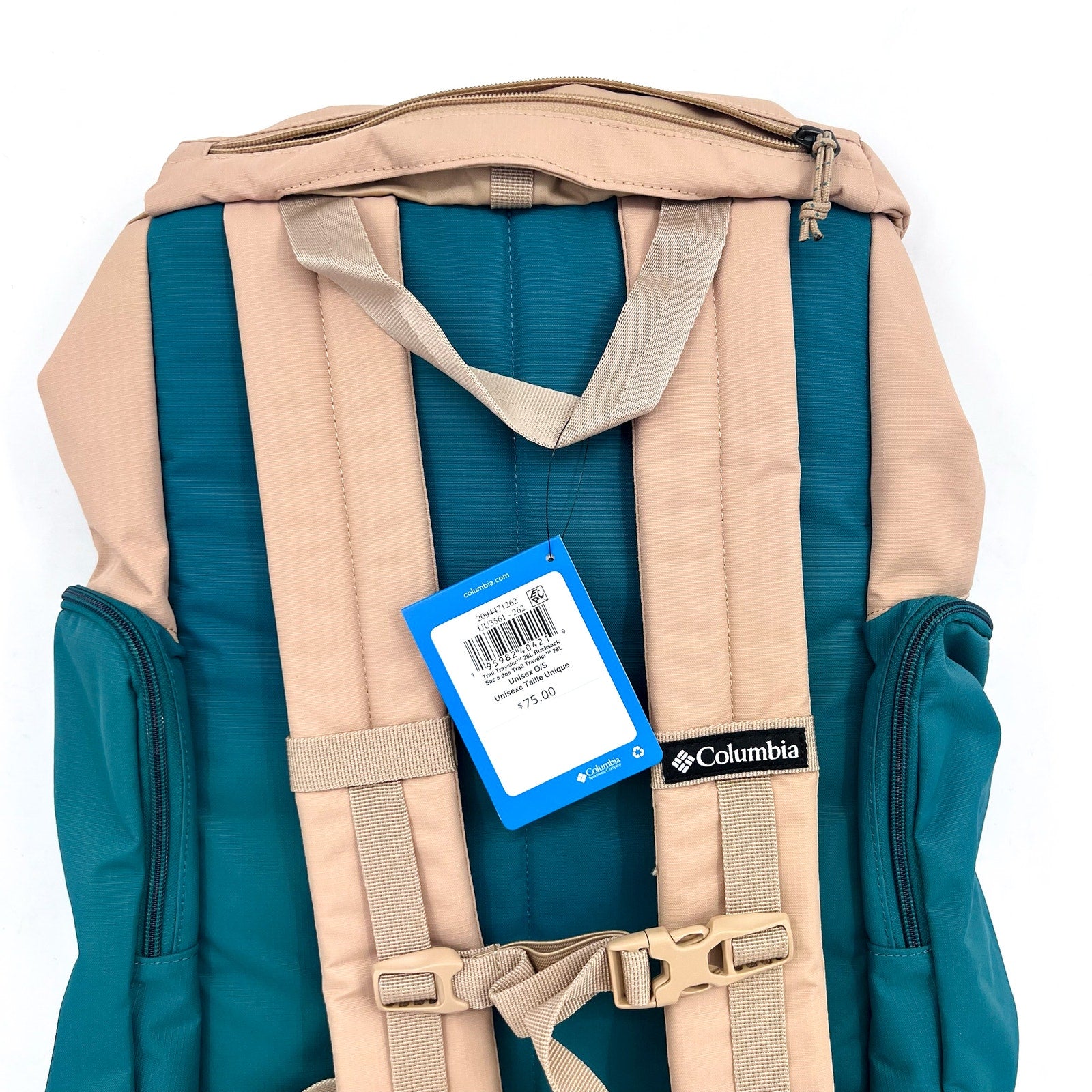 COLUMBIA Trail Traveler 28L Rucksack Backpack One Size Tan Canoe River Blue NWT