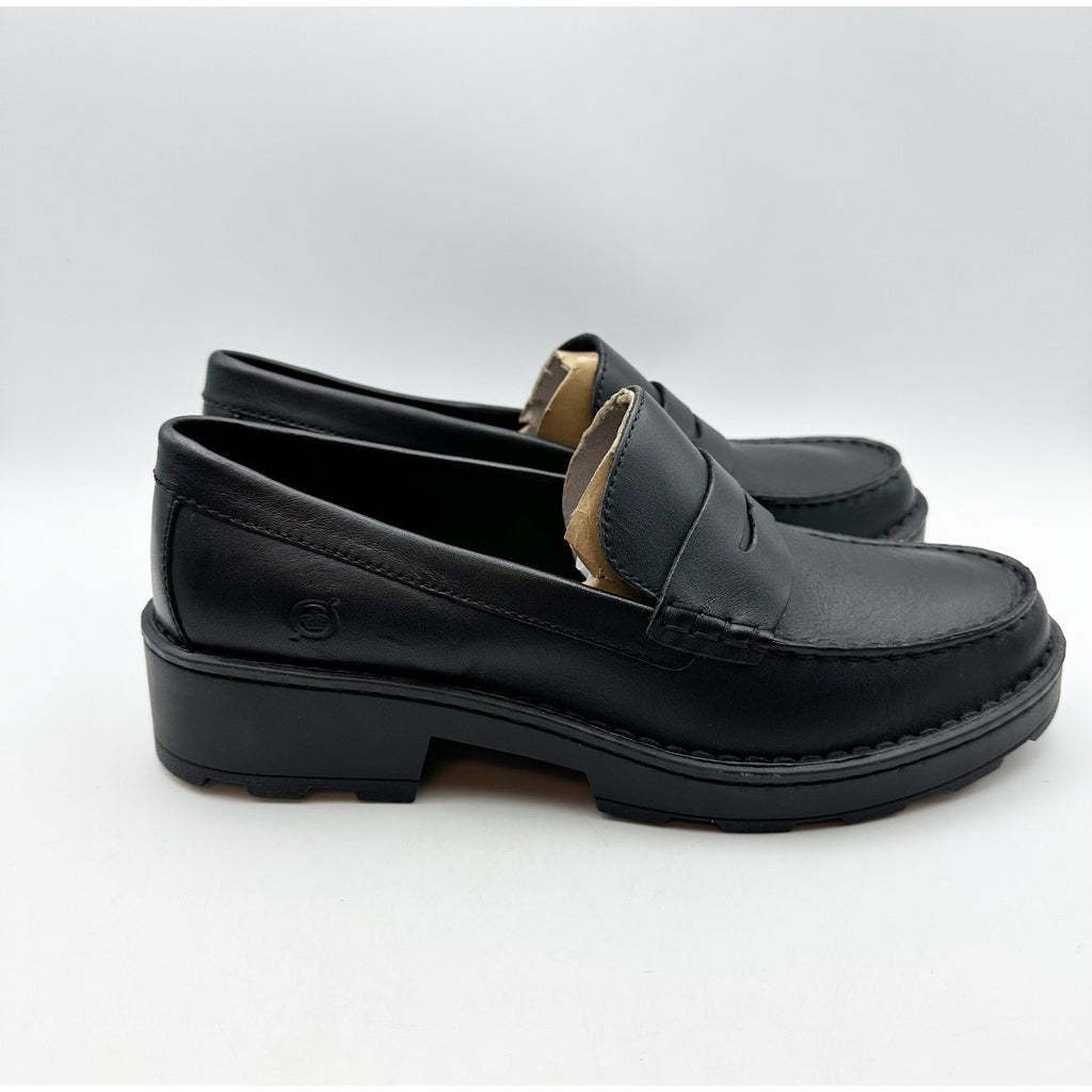 Born Womens Carrera Loafers Size 11 M EU 41-42 Black Leather Slip On NIB