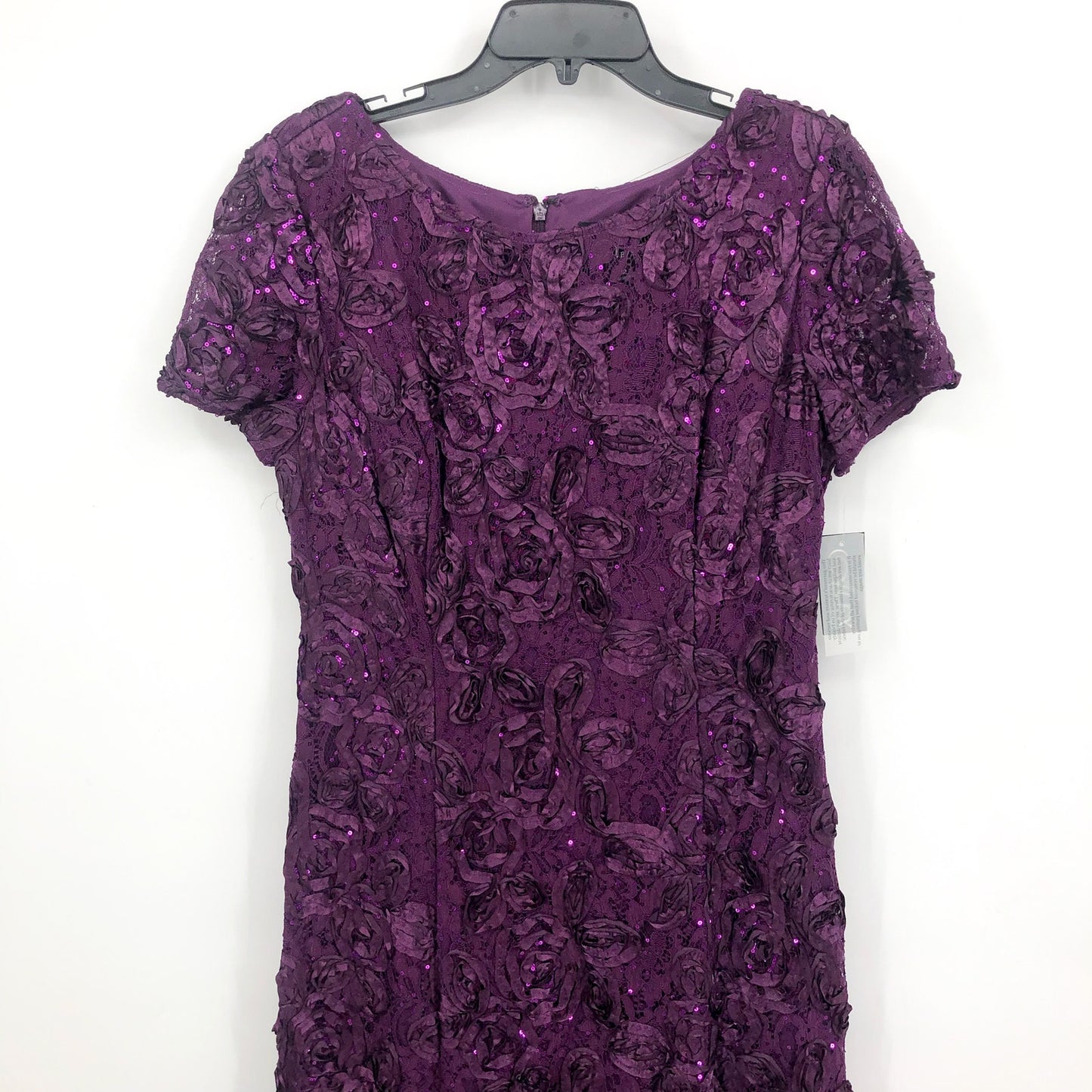 ALEX EVENINGS Women's Rosette Lace A-Line Gown Size 12 Purple Eggplant NWT