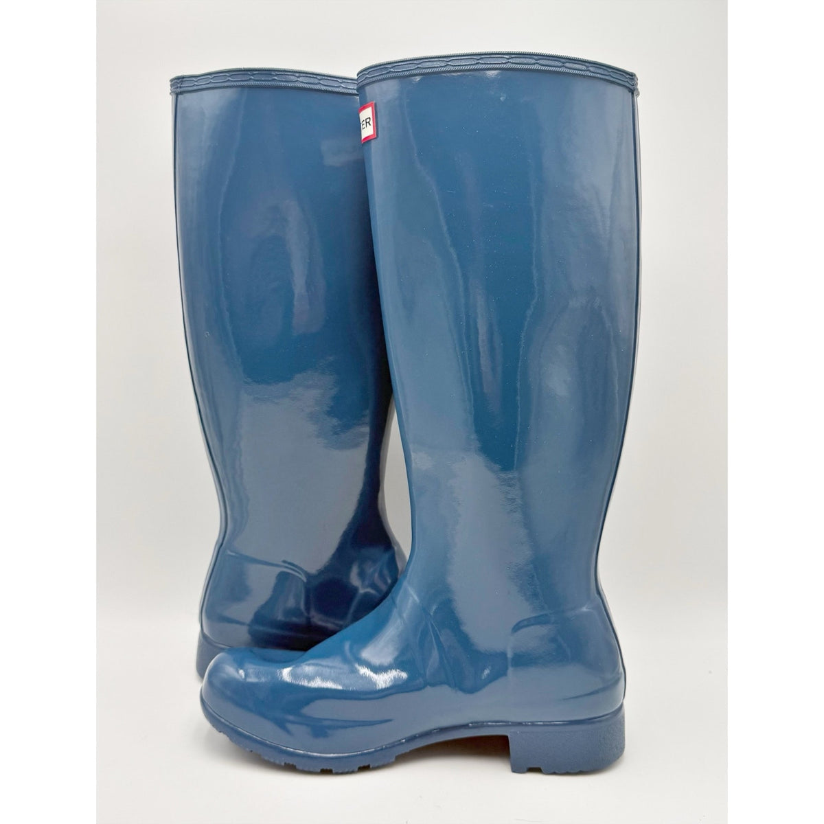 Hunter Womens Original Tall Gloss Rain Boots Size 7 EU 38 Blue Waterproof NWOB