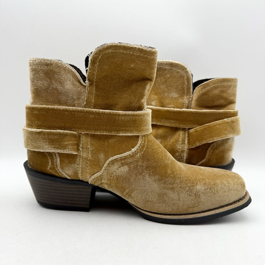 Justin Boots Womens Elana Ankle Bootie Size 7 B Brown Velvet NWOB
