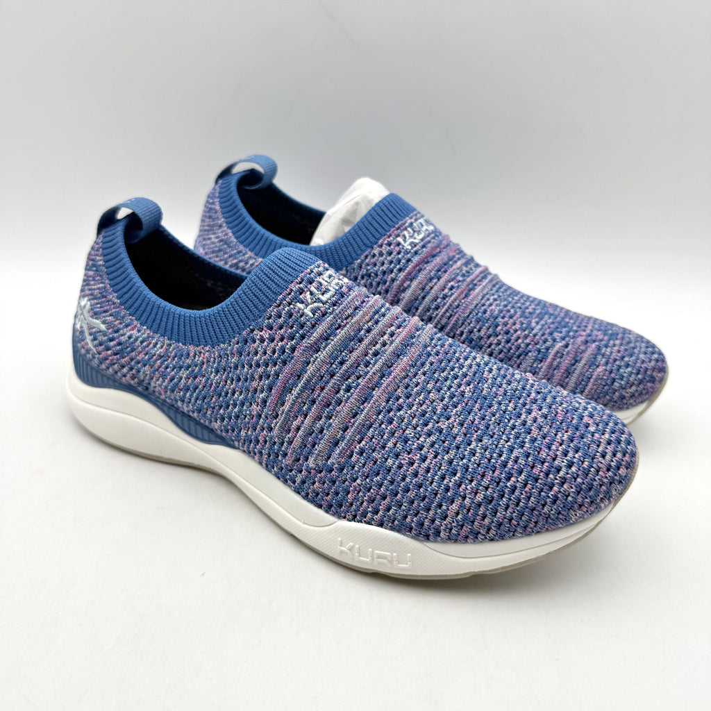 Kuru Womens Stride Casual Sneakers Size 5.5 WIDE Blue White Knit Slip On NWOB