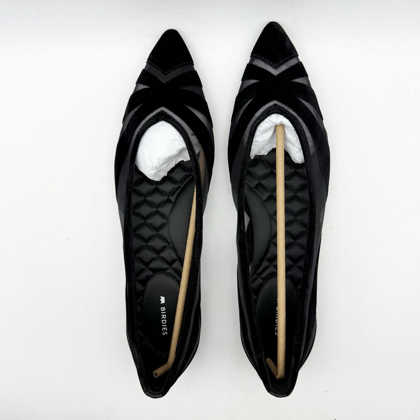 Birdies Womens The Goldfinch 15 Ballet Flat US 9 Black Suede Pointed Toe NIB