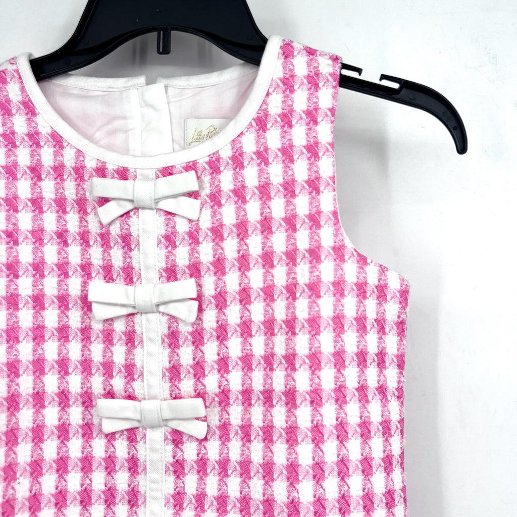 LILLY PULITZER Girls Aria Shift Dress Size 10 Rousseau Pink White Check NWOT