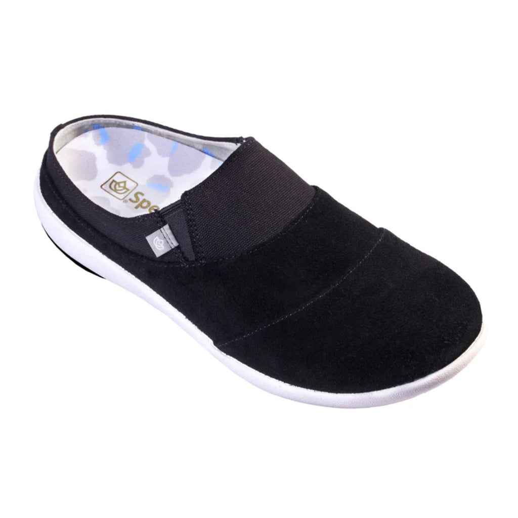 Spenco Women's Siesta Bokeh Layered Clogs Size 6.5 WIDE Black Slip-On NIB