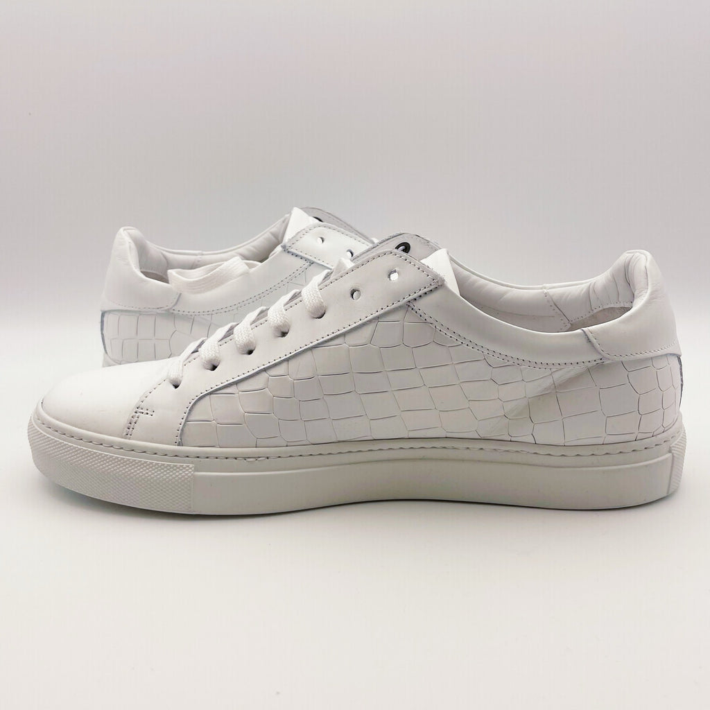 Johnston & Murphy Mens Jake Lace to Toe Casual Sneakers US 8.5 White Leather NIB