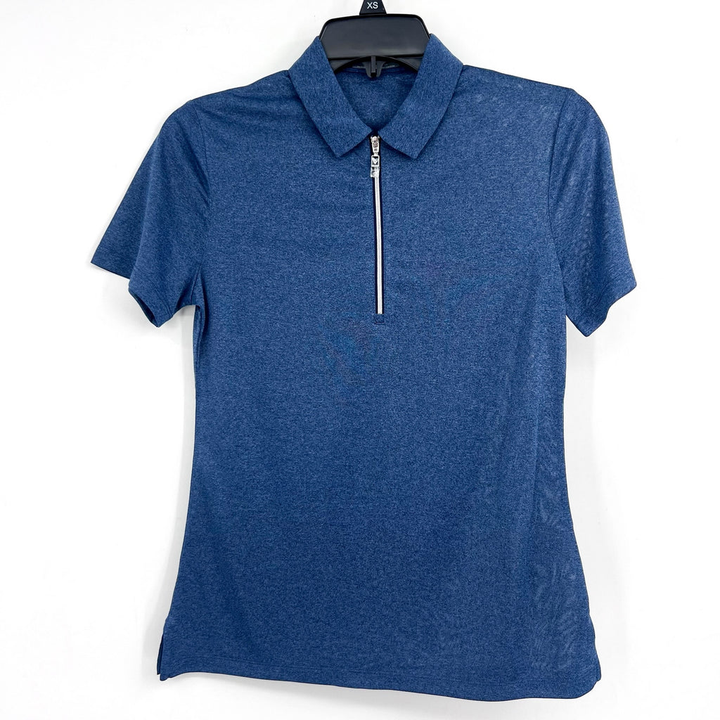 CALLAWAY Womens 1/4 Zip Short Sleeve Golf Polo Shirt Small Blue Heather NWT