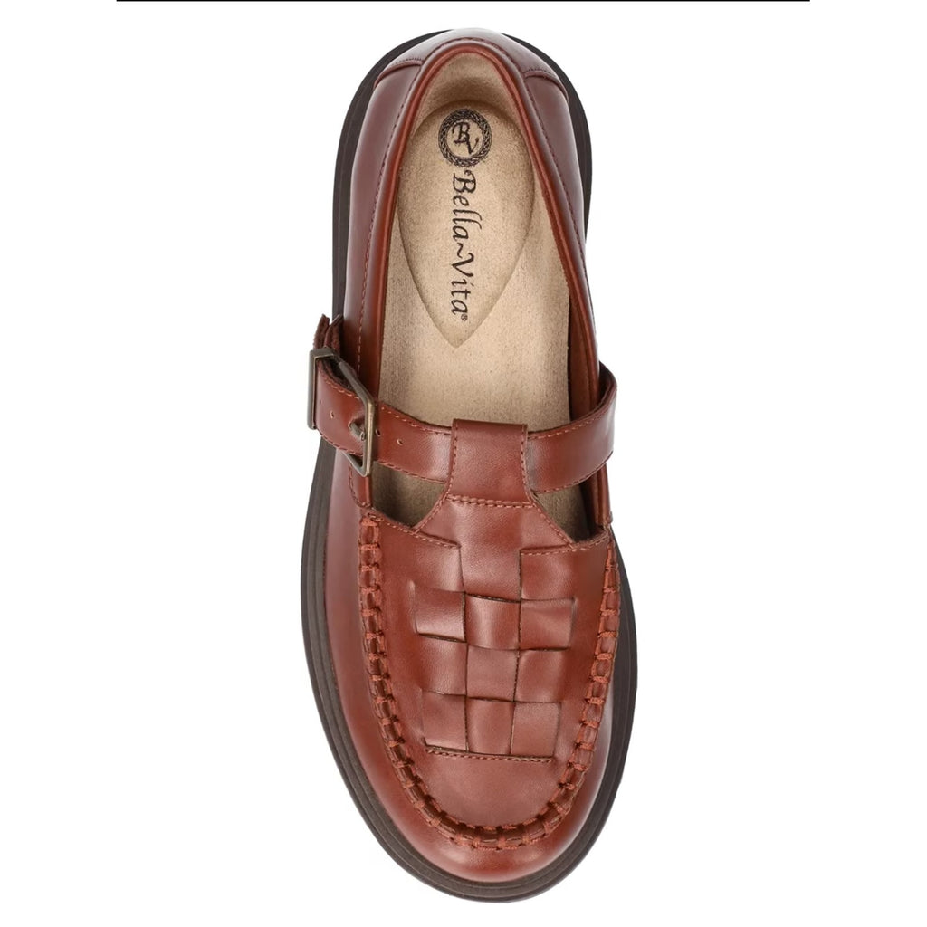 Bella Vita Womens Makell Lug Loafers US 11 WW Dark Tan Mary Jane NIB