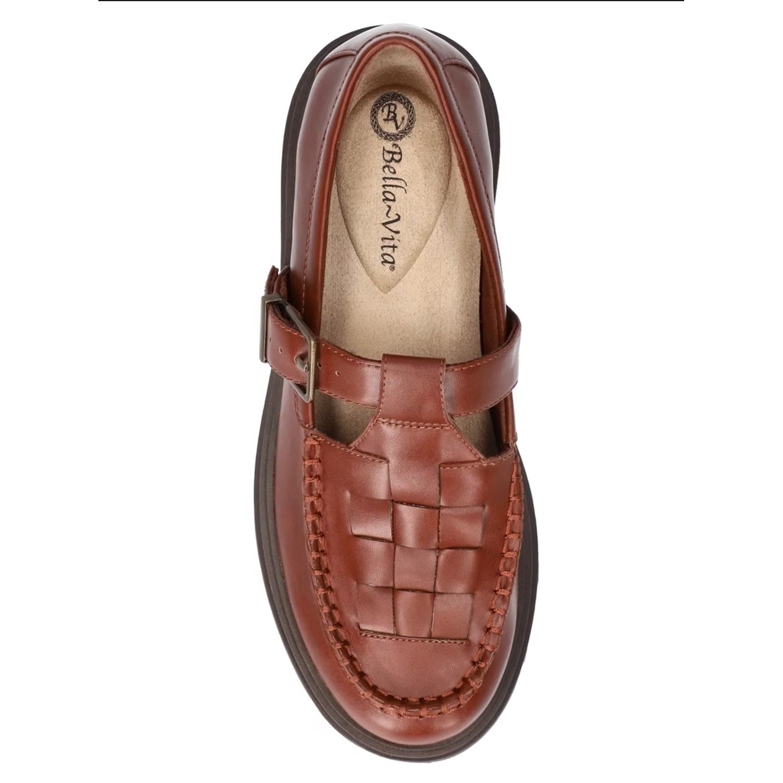 Bella Vita Womens Makell Lug Loafers US 11 WW Dark Tan Mary Jane NIB