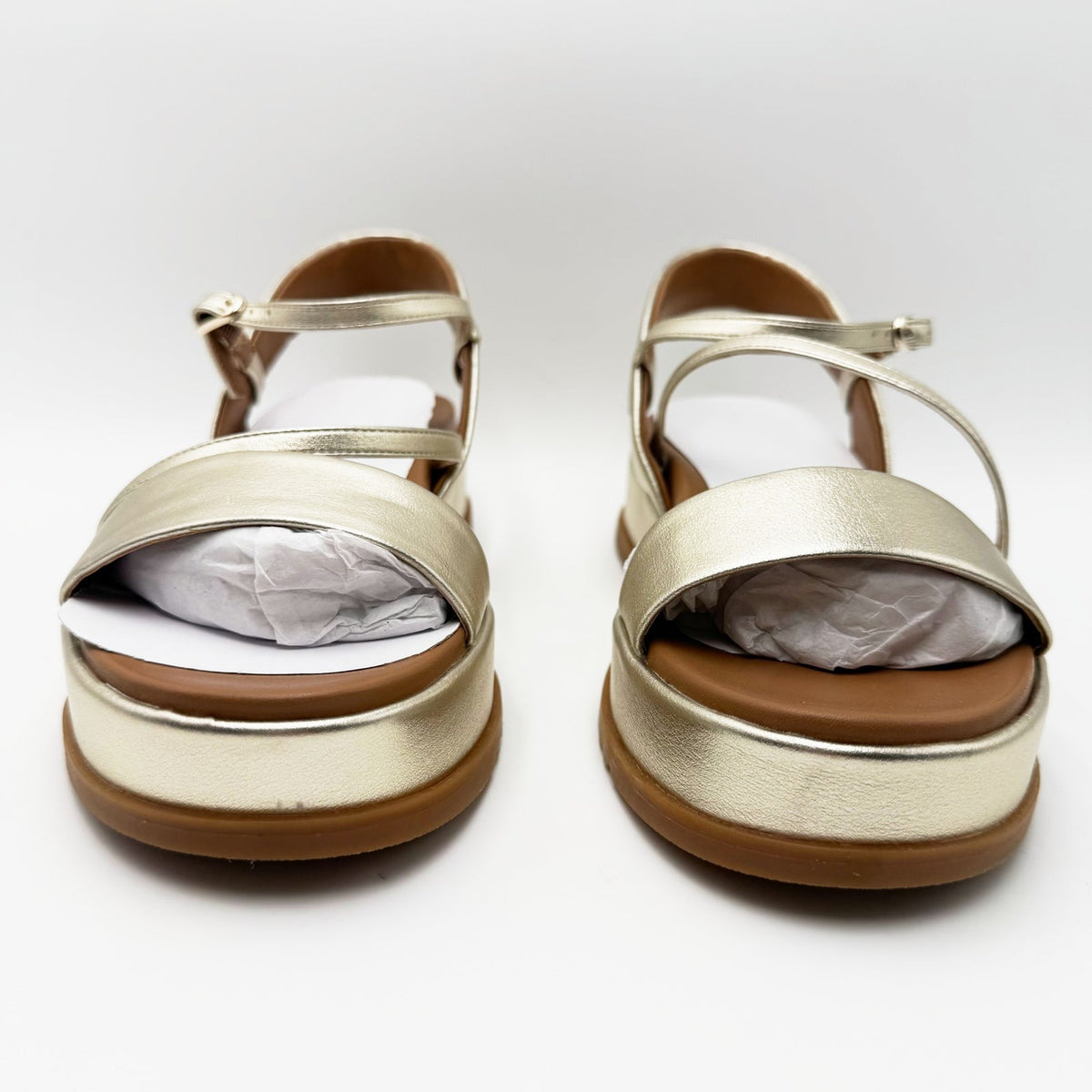 Naturalizer Womens Zayda Platform Sandals Size 7.5 EU 38 Gold Champagne NIB
