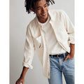 MADEWELL Men's Garment-Dyed Work Shirt Large Cream Long Sleeve NB643 NWT