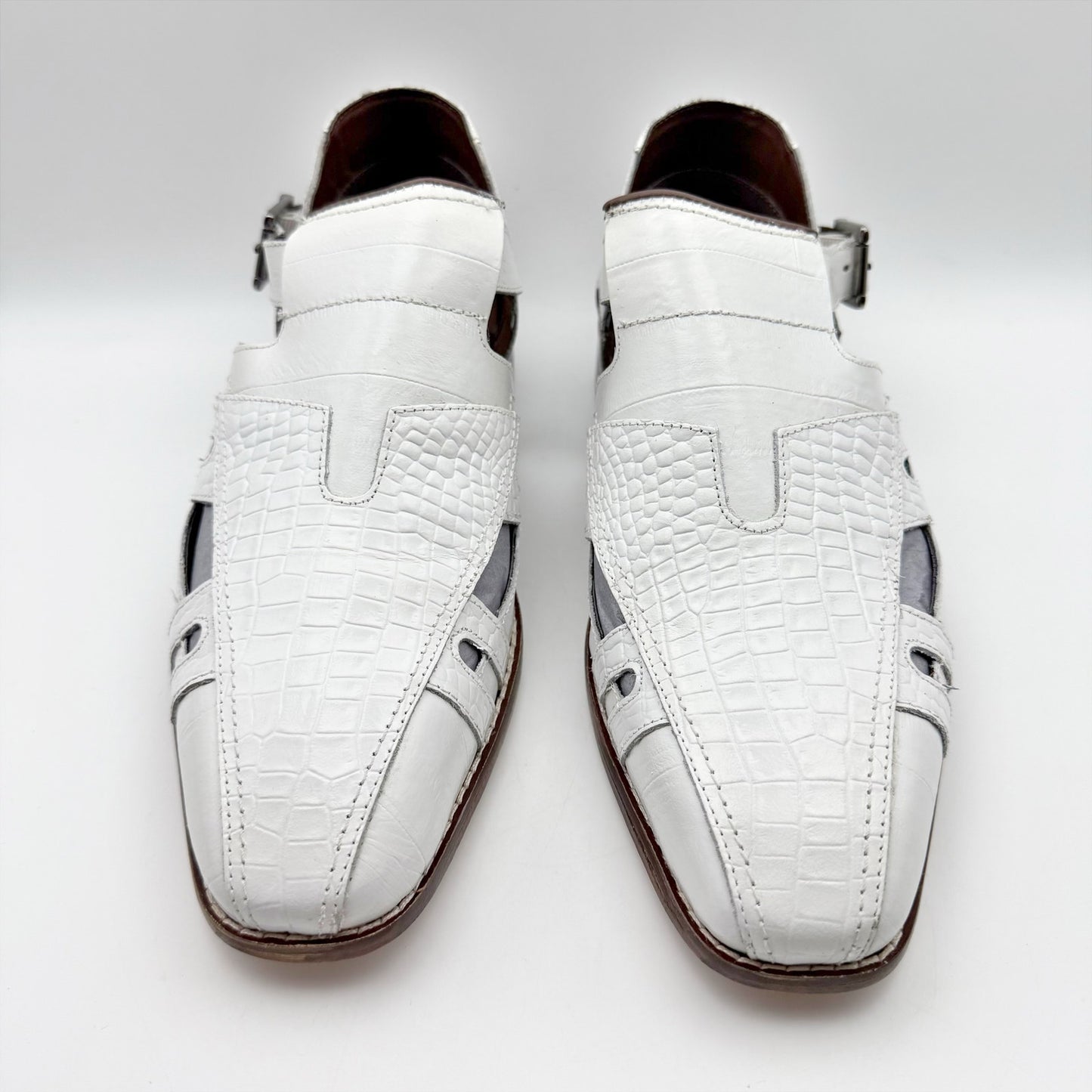 Stacy Adams Mens Calvino City Sandal US 10 M EU 43 White Printed Leather NIB