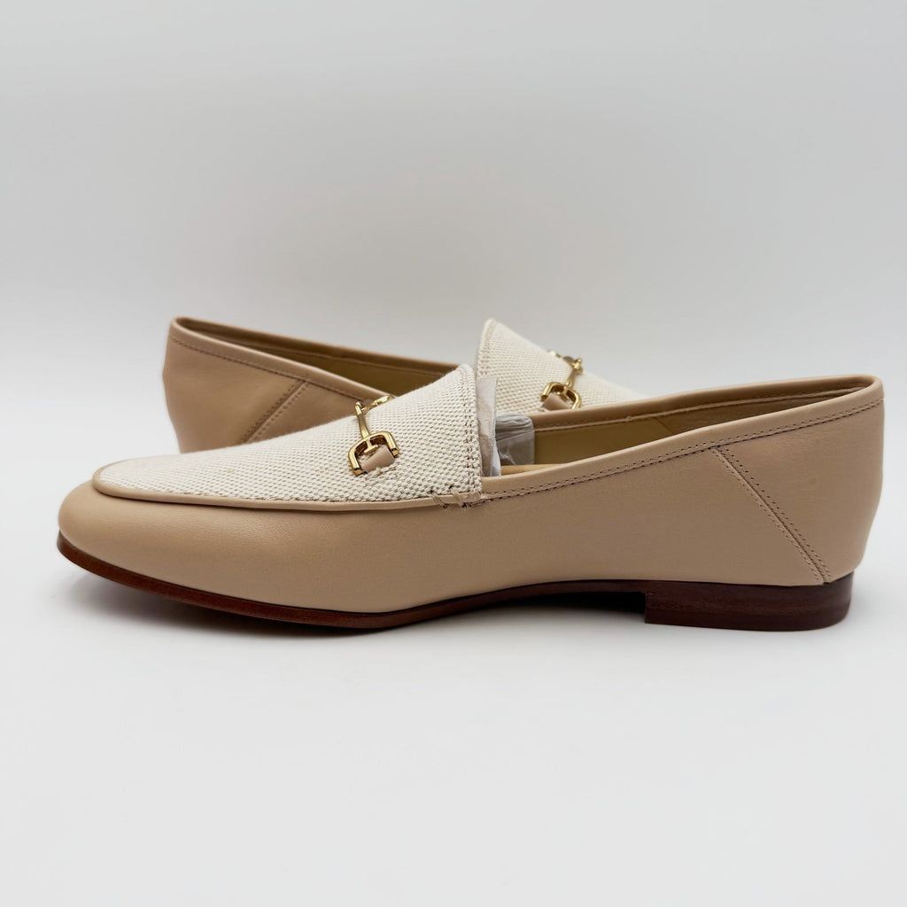 Sam Edelman Womens Loraine Bit Loafers Size 7.5 Beige Sand Canvas NWOB