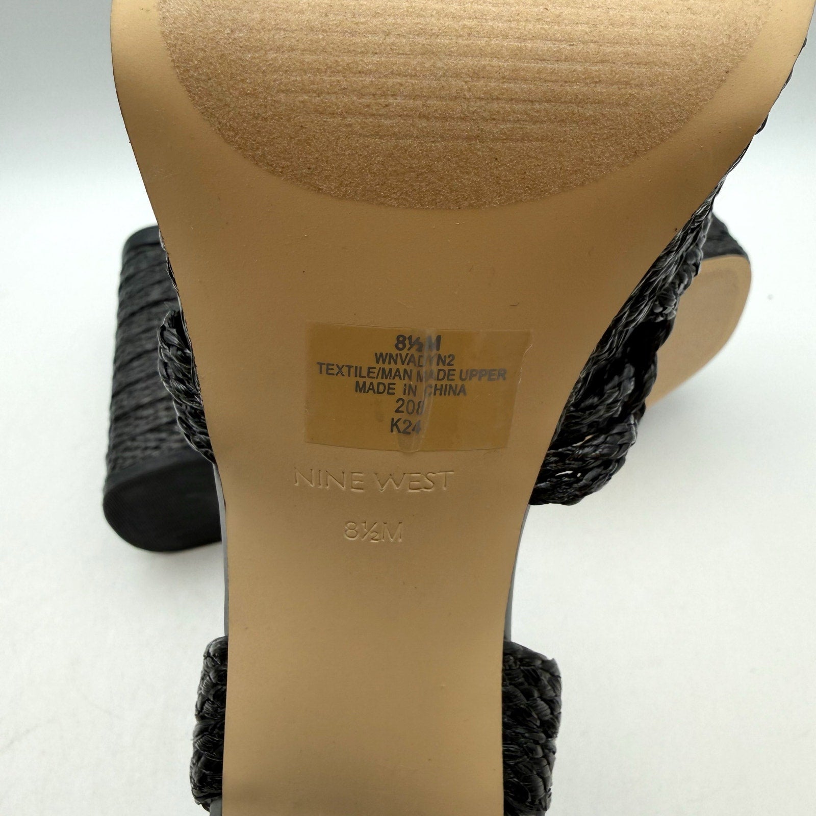 Nine West Womens Vadyn Platform Sandals US 8.5 M Black Heels NWOB