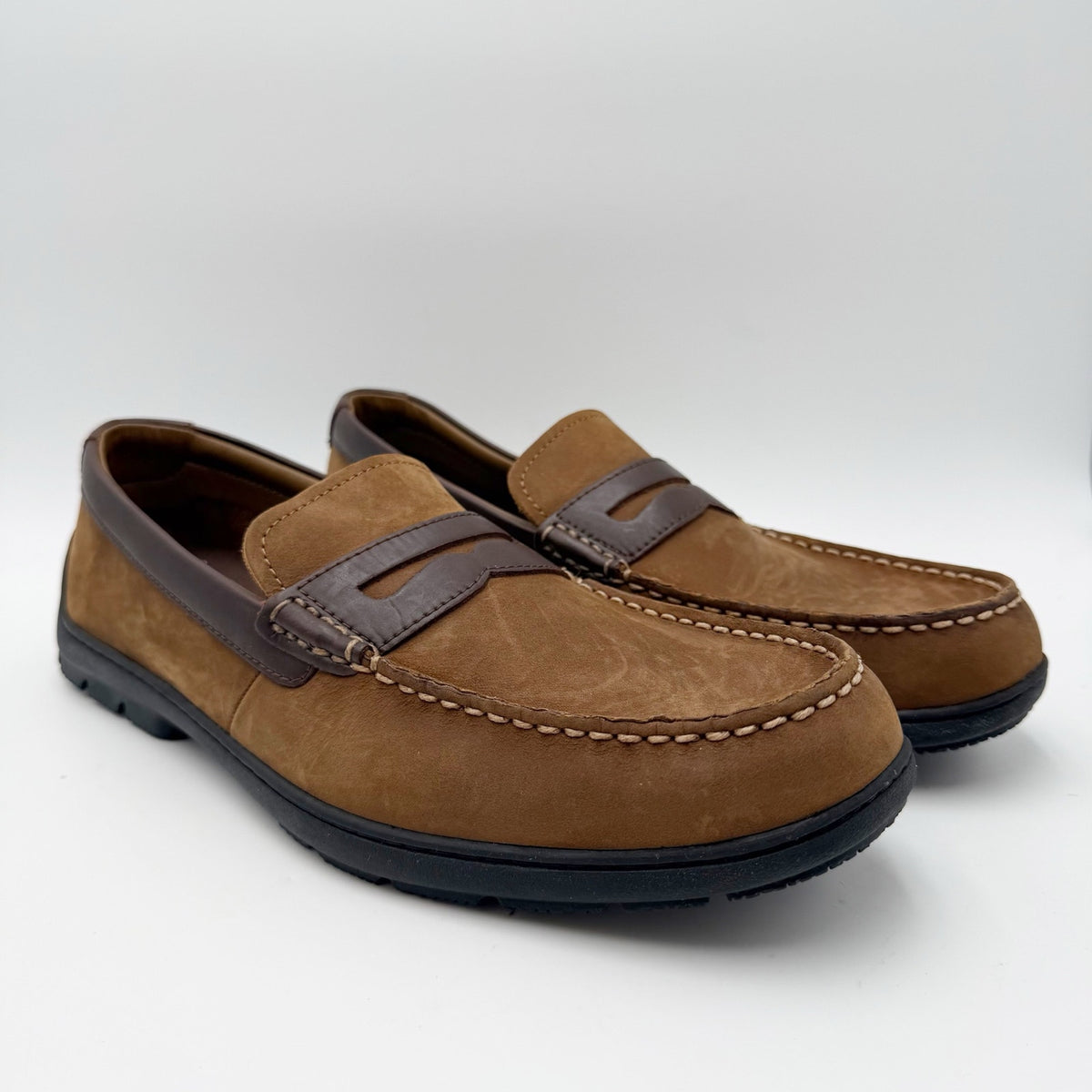 SPERRY Mens Monterey Penny Loafers Size 11.5 Soft Brown Nubuck Leather NWOB