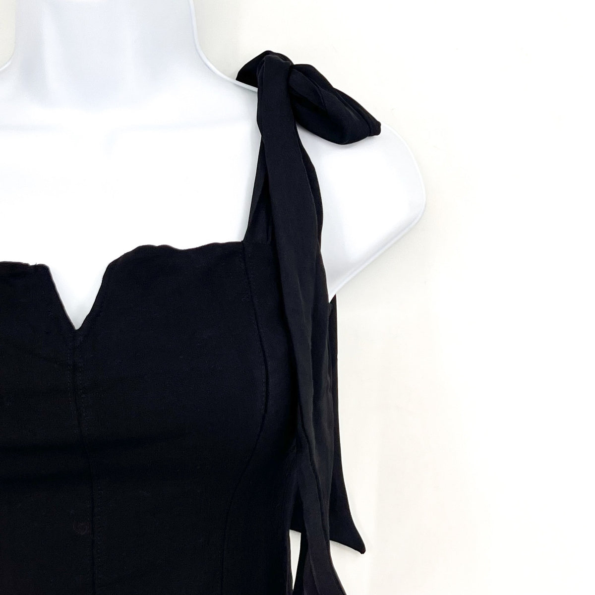 FREE PEOPLE Women's Lola Tank Bodysuit Small Black Tie Shoulder Thong NWT