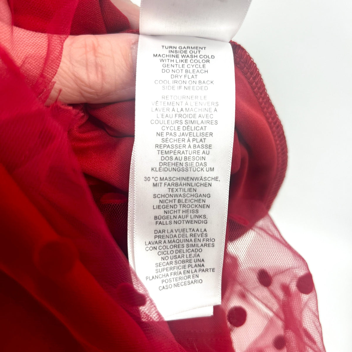 ADRIANNA PAPELL Women's Dot Tulle Ruffle Dress Size 14 Red Sleeveless NWT