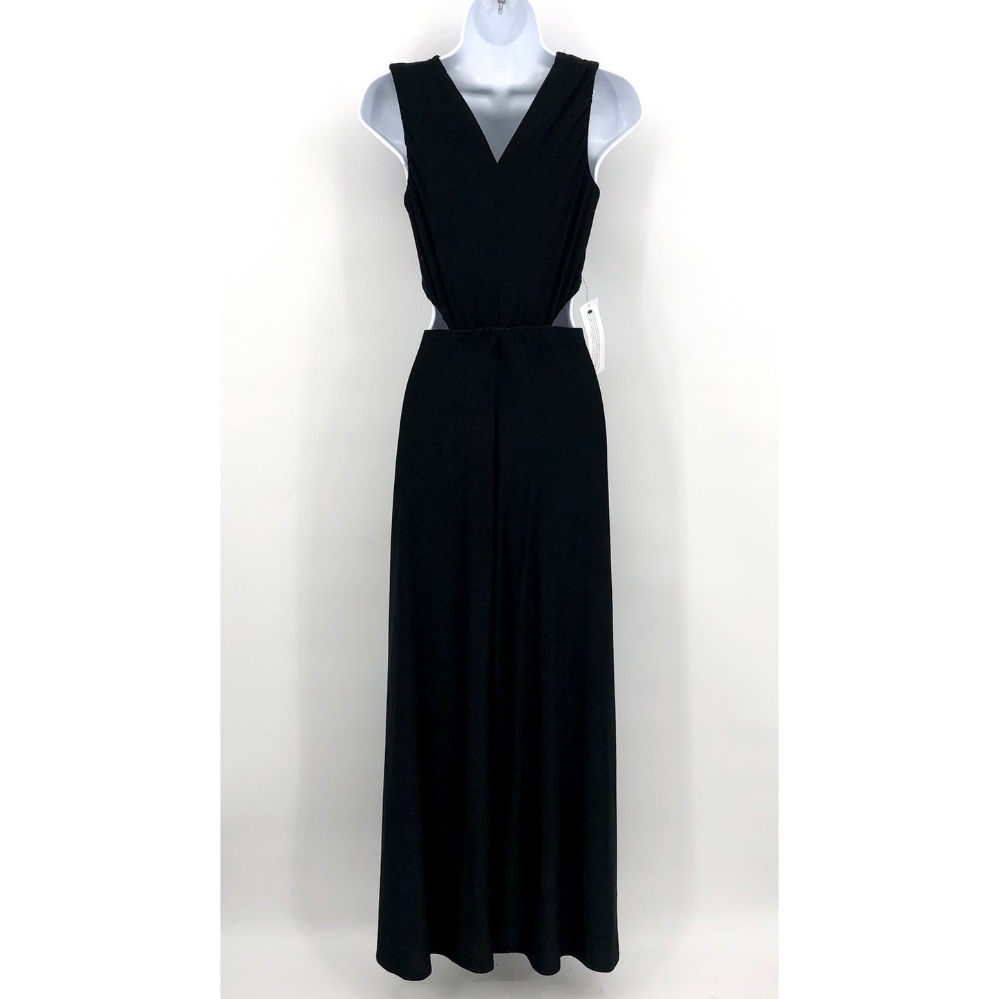 TOPSHOP Women's Jersey Draped Midi Dress Small 4-6 Black Sleeveless Cut Out NWT