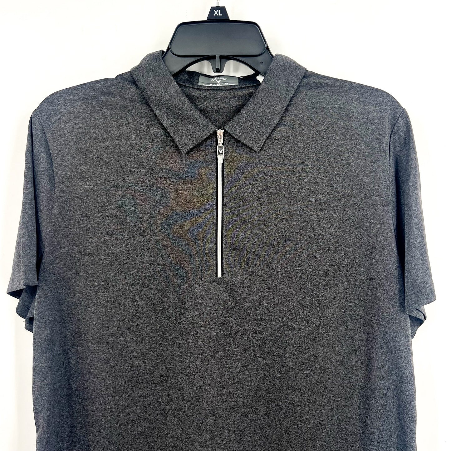 CALLAWAY Womens Quarter Zip Short Sleeve Golf Polo Shirt XL Black Heather NWT