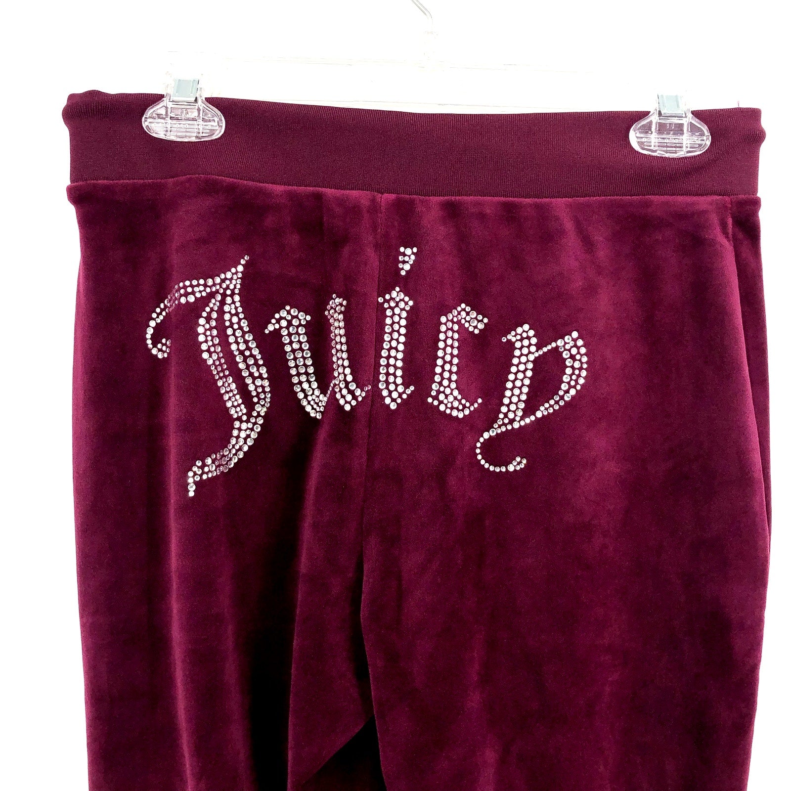 JUICY COUTURE Women's OG Big Bling Velour Track Pants Small Red Candied Fig NWT