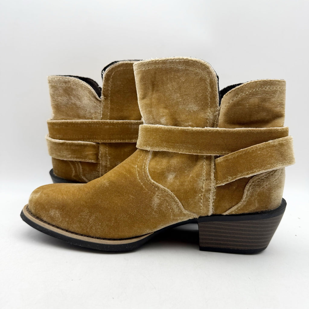 Justin Boots Womens Elana Ankle Bootie Size 7 B Brown Velvet NWOB