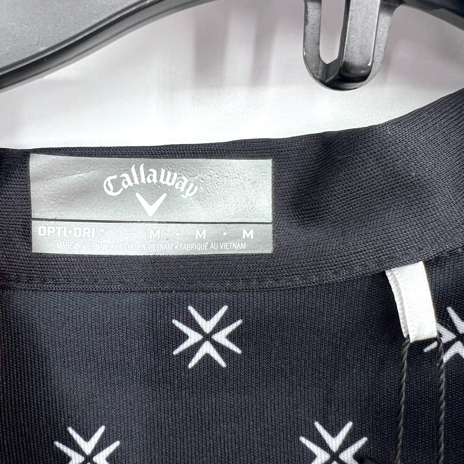 CALLAWAY Womens Opti-Dri Golf Polo Shirt Medium Black Caviar Geometric Print NWT