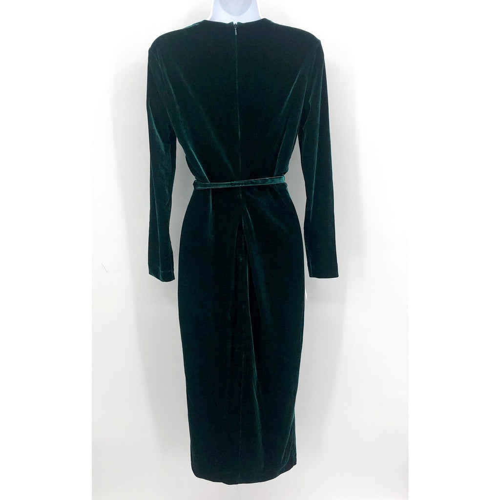 BARDOT Women's Morgan Velvet Wrap Dress US 6 Forest Green Long Sleeve NWT