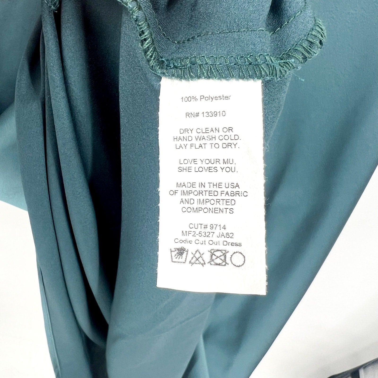 SHOW ME YOUR MUMU Women Codie Cut Out Dress Large Jade Luxe Satin Sleeveless NWT