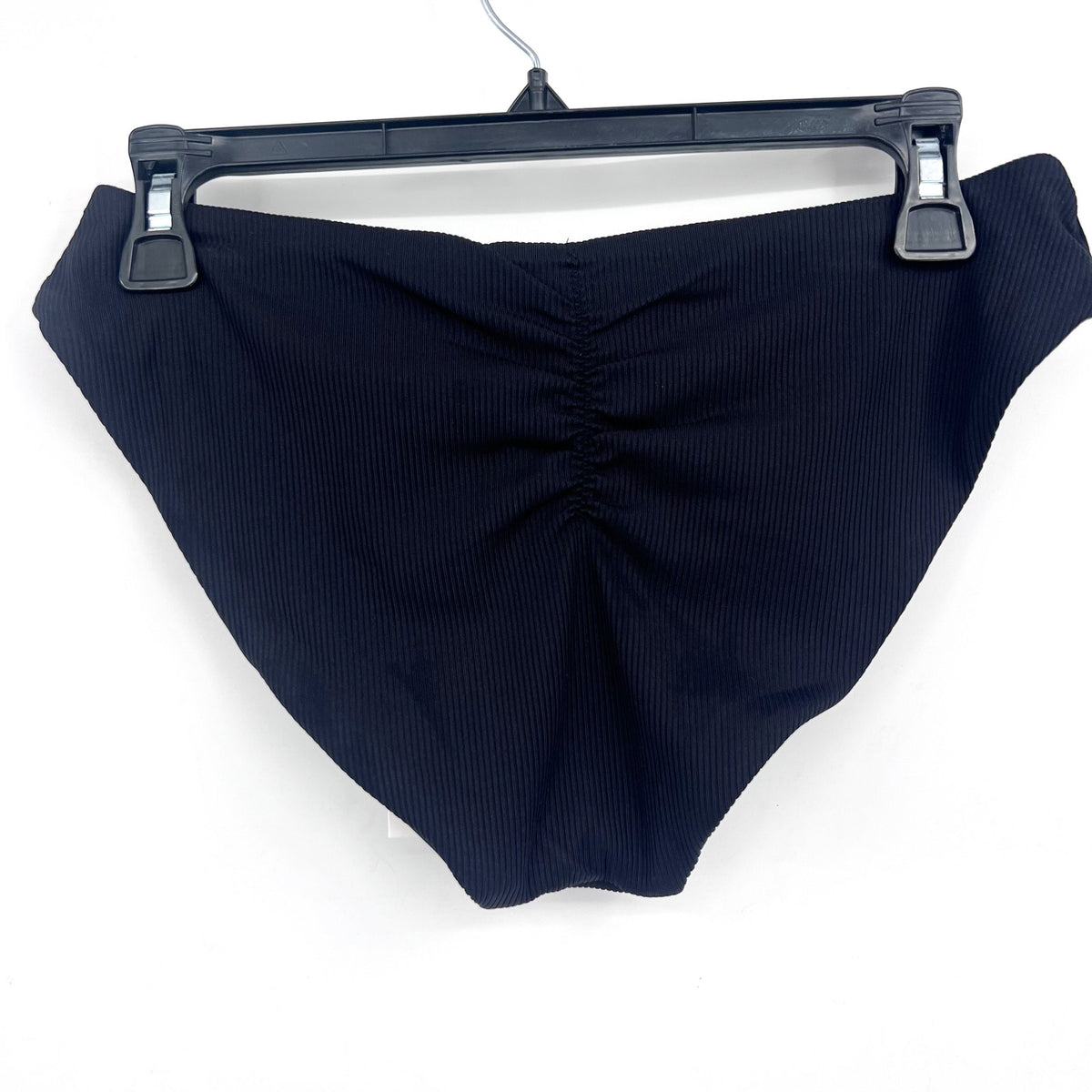 BECCA Women's Modern Edge Shirred American Bikini Bottom Medium Black NWT