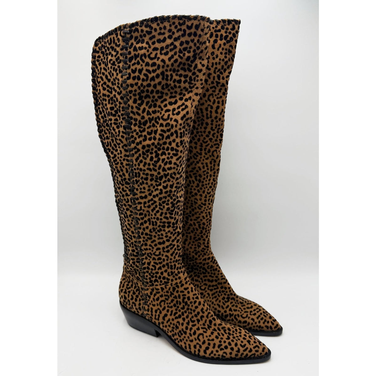 1.State Womens Sage Over the Knee Boots Size 6.5 EU 37 Brown Leopard NWOB