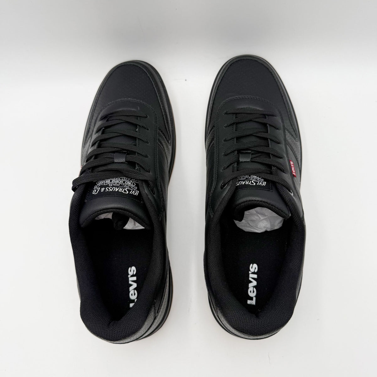 LEVIS Mens Drive Lo Casual Sneakers Size 12 EU 46 Black Faux Leather NIB
