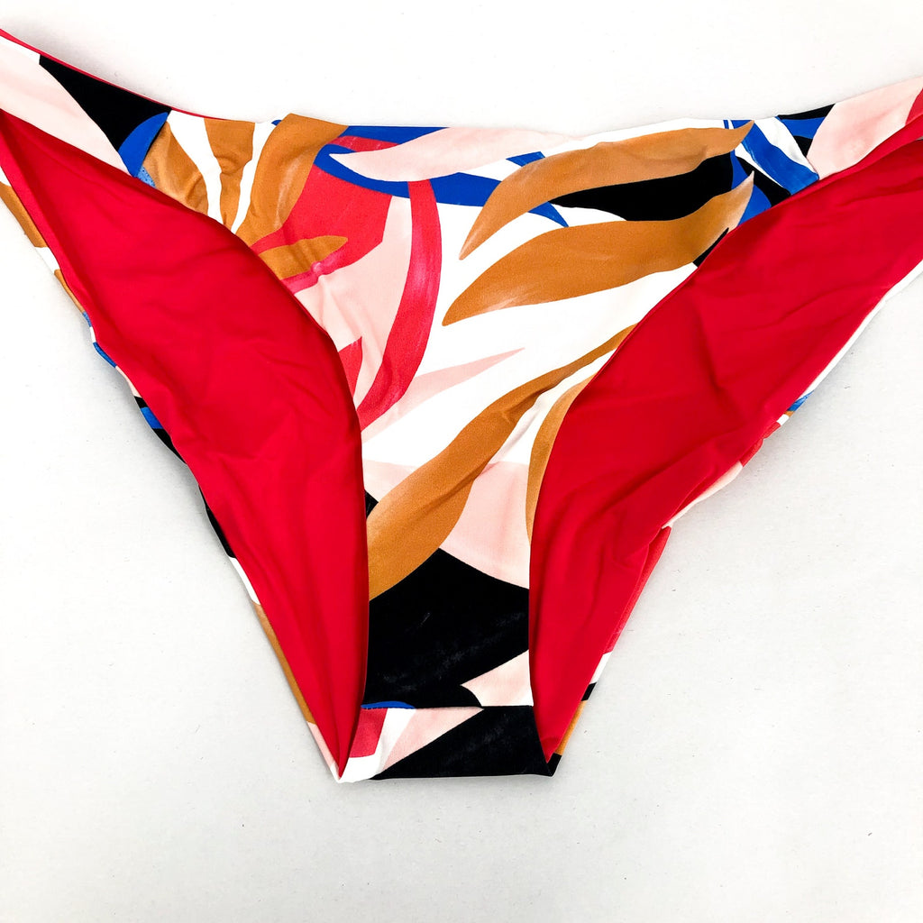 PRANA Women's Elina Reversible Swim Bottoms Medium Pink Tropics Print Floral NWT