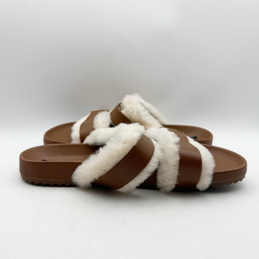 Senso Womens Dalley Slide Sandals EU 42 US 12 M Brown Leather Shearling NWOB