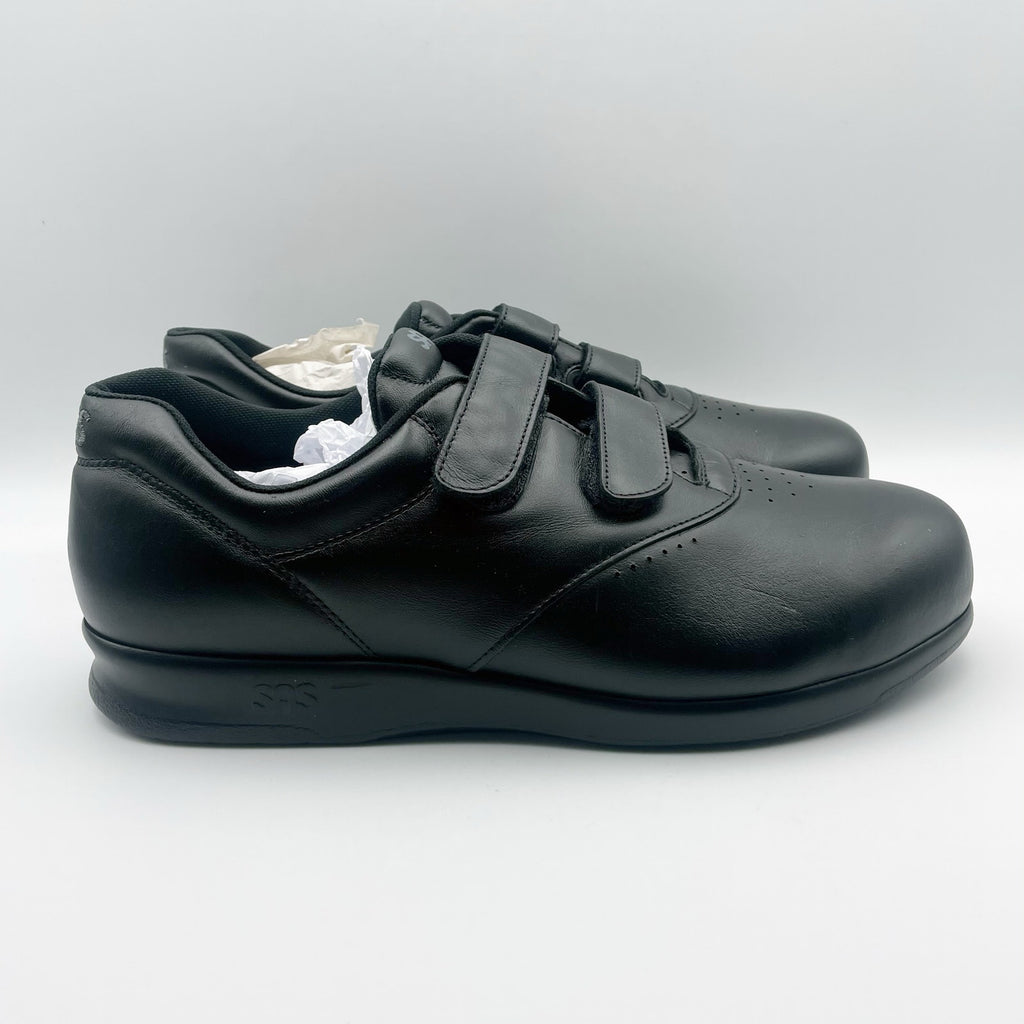 SAS Womens Me Too Adjustable Comfort Shoes US 11.5 WW EU 42 Black Leather NIB