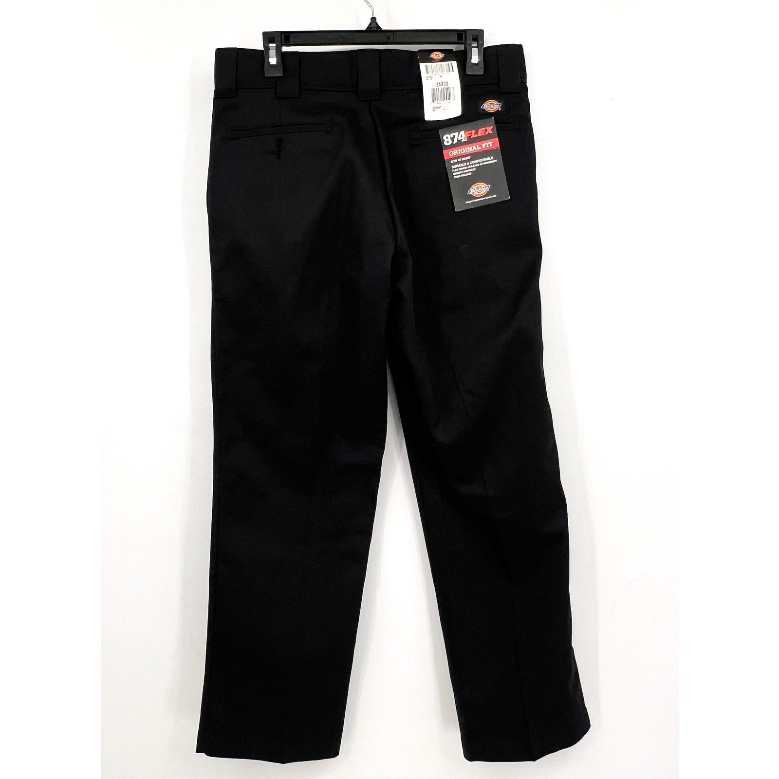 DICKIES Men's 874® FLEX Work Pants 34x30 Black Stretch Twill Tapered Leg NWT