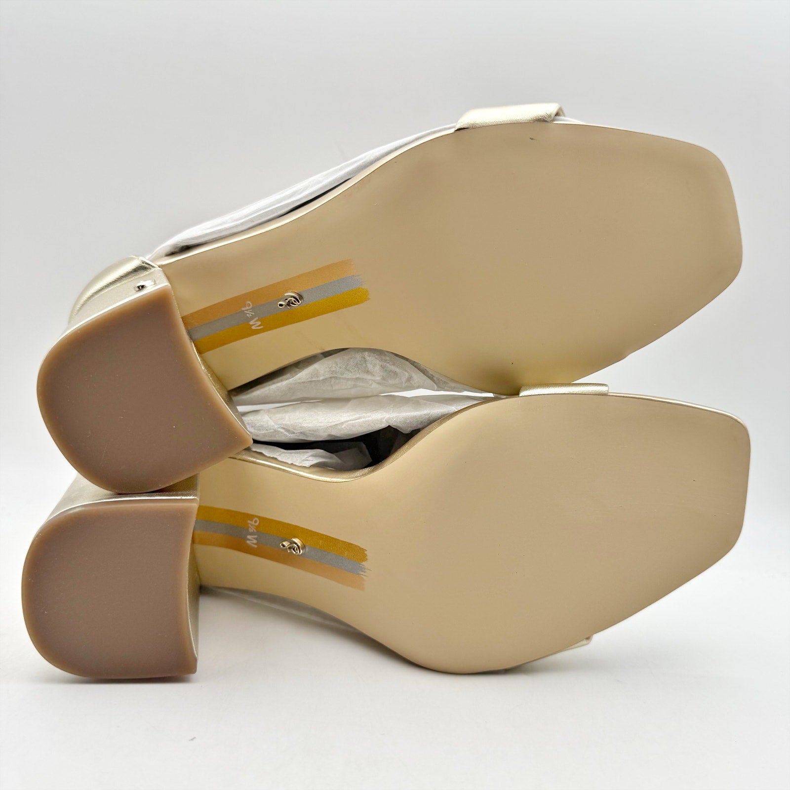 Sam Edelman Womens Daniella Heeled Sandals US 9.5 Wide EU 40.5 Gold Leather NIB